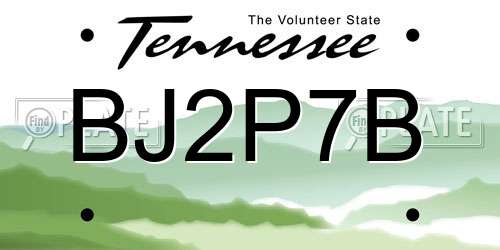 BJ2P7B Tennessee License Plate