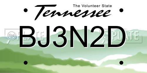 BJ3N2D Tennessee License Plate