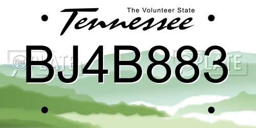 BJ4B883 Tennessee License Plate