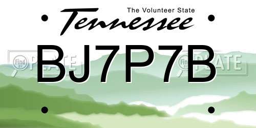 BJ7P7B Tennessee License Plate