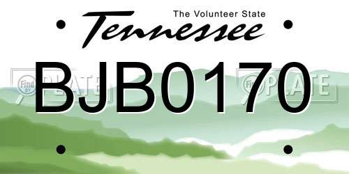 BJB0170 Tennessee License Plate