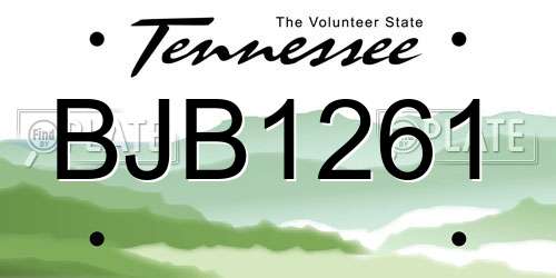 BJB1261 Tennessee License Plate