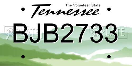 BJB2733 Tennessee License Plate