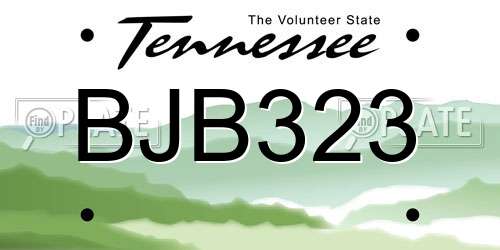 BJB323 Tennessee License Plate