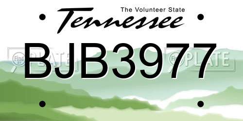 BJB3977 Tennessee License Plate