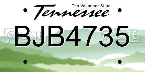 BJB4735 Tennessee License Plate