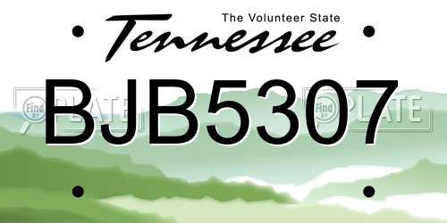 BJB5307 Tennessee License Plate