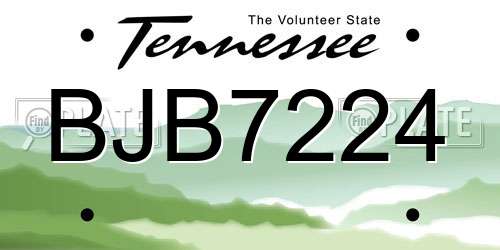 BJB7224 Tennessee License Plate