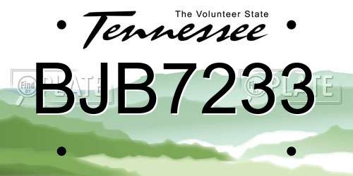 BJB7233 Tennessee License Plate