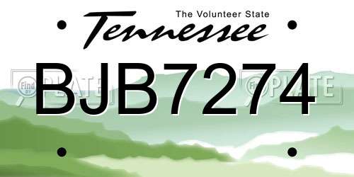 BJB7274 Tennessee License Plate