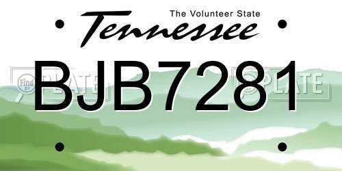 BJB7281 Tennessee License Plate