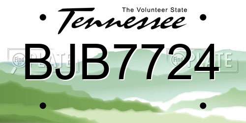 BJB7724 Tennessee License Plate