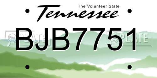 BJB7751 Tennessee License Plate