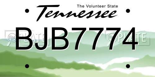 BJB7774 Tennessee License Plate