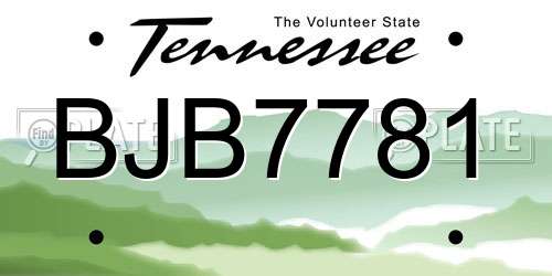 BJB7781 Tennessee License Plate