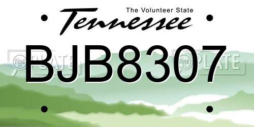 BJB8307 Tennessee License Plate