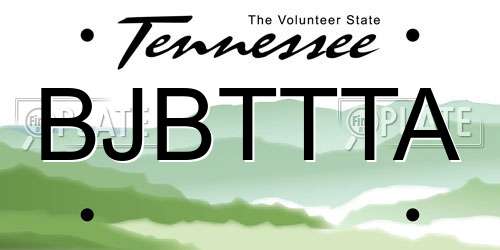 BJBTTTA Tennessee License Plate