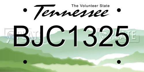 BJC1325 Tennessee License Plate