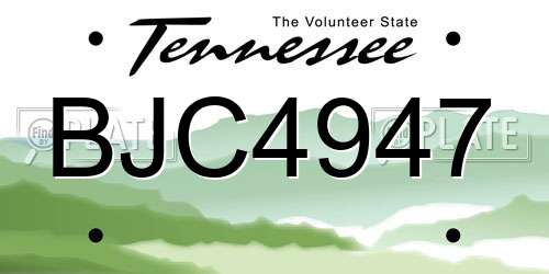 BJC4947 Tennessee License Plate