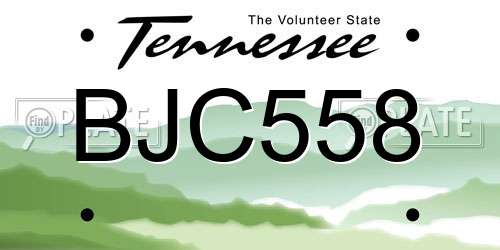 BJC558 Tennessee License Plate