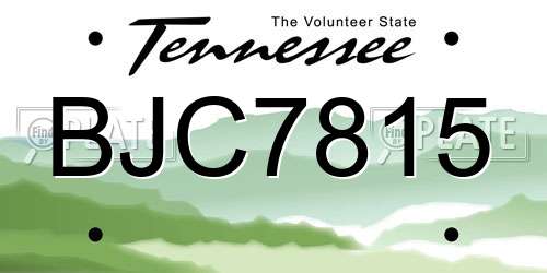 BJC7815 Tennessee License Plate