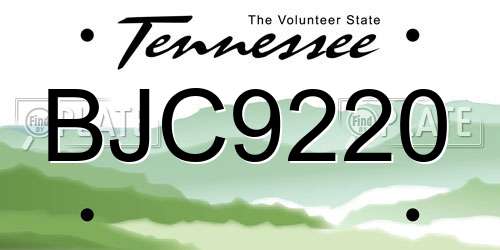 BJC9220 Tennessee License Plate