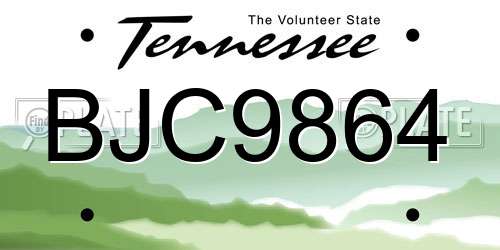 BJC9864 Tennessee License Plate
