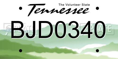 BJD0340 Tennessee License Plate