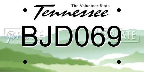 BJD069 Tennessee License Plate