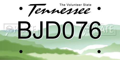 BJD076 Tennessee License Plate