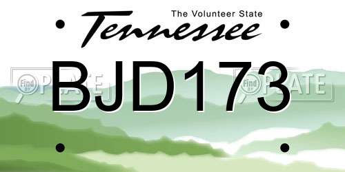 BJD173 Tennessee License Plate