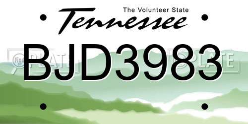 BJD3983 Tennessee License Plate