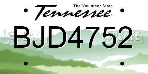 BJD4752 Tennessee License Plate