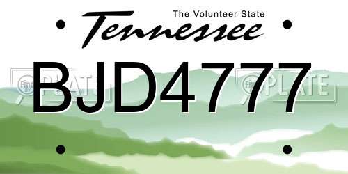 BJD4777 Tennessee License Plate