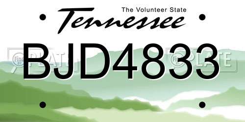 BJD4833 Tennessee License Plate