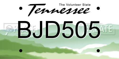 BJD505 Tennessee License Plate