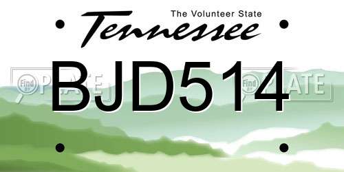 BJD514 Tennessee License Plate
