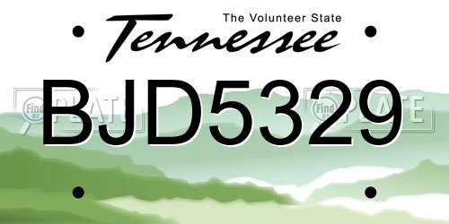 BJD5329 Tennessee License Plate