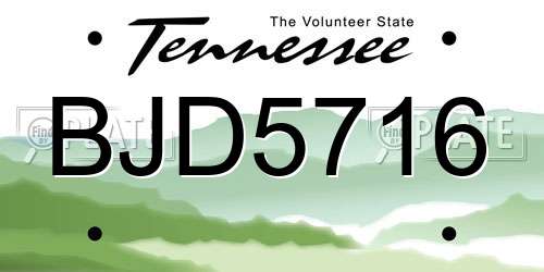 BJD5716 Tennessee License Plate