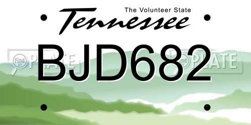 BJD682 Tennessee License Plate
