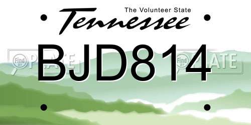BJD814 Tennessee License Plate
