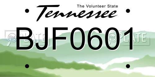 BJF0601 Tennessee License Plate