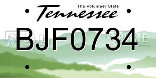 BJF0734 Tennessee License Plate