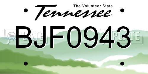 BJF0943 Tennessee License Plate