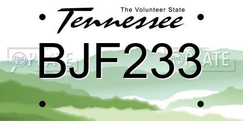 BJF233 Tennessee License Plate