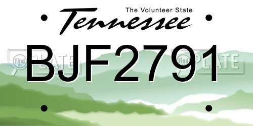 BJF2791 Tennessee License Plate
