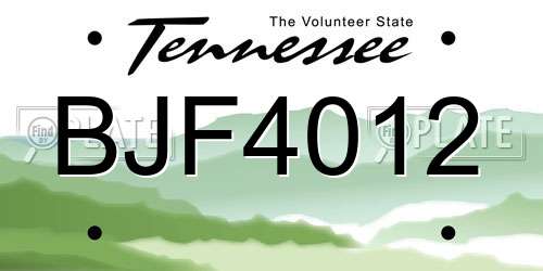 BJF4012 Tennessee License Plate