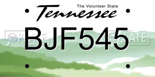 BJF545 Tennessee License Plate