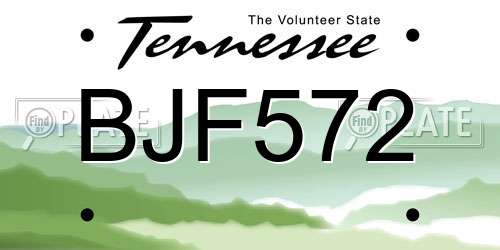 BJF572 Tennessee License Plate