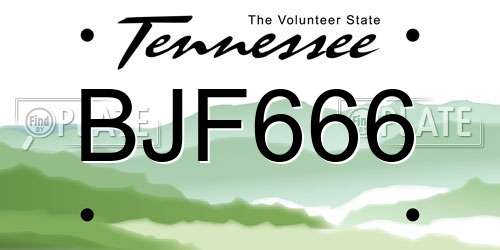 BJF666 Tennessee License Plate